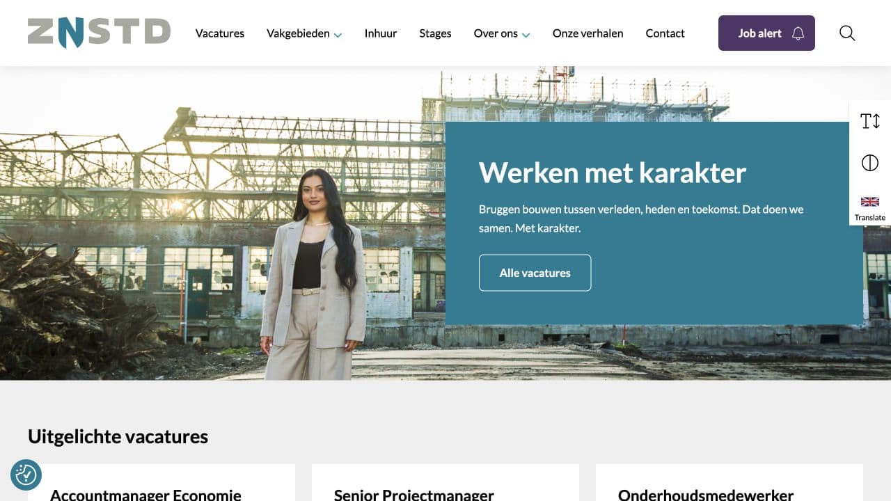 Homepage van Werken bij Gemeente Zaanstad met fotografie van Frionnet Fotografie